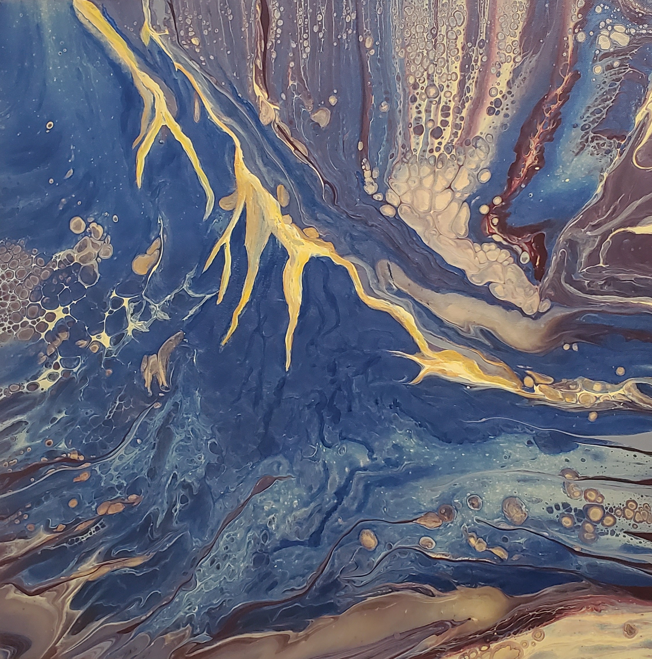 Lightning Under the Sea - Modern Fluid Art Painting, CT