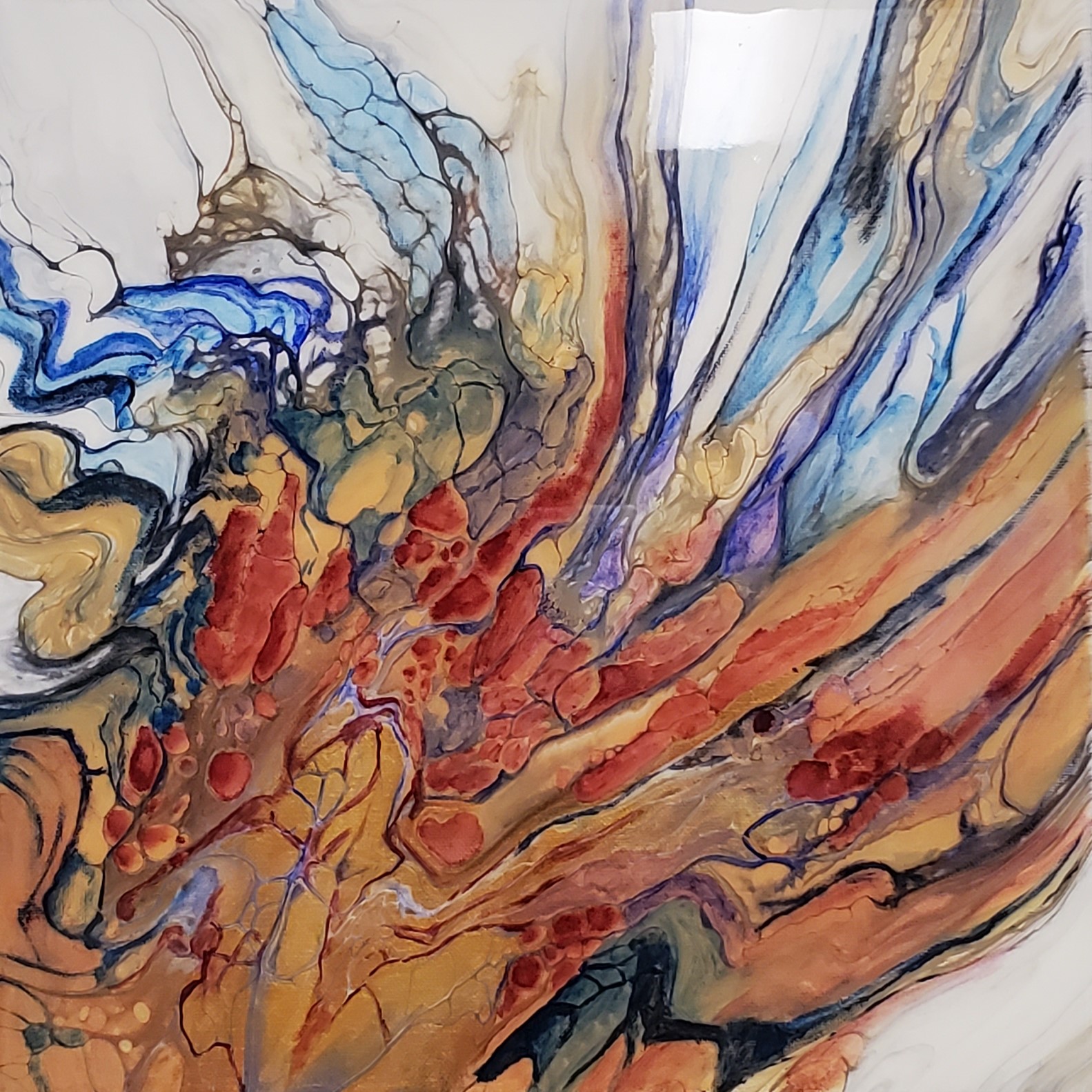 Stained Glass - Modern Fluid Art Painting, CT