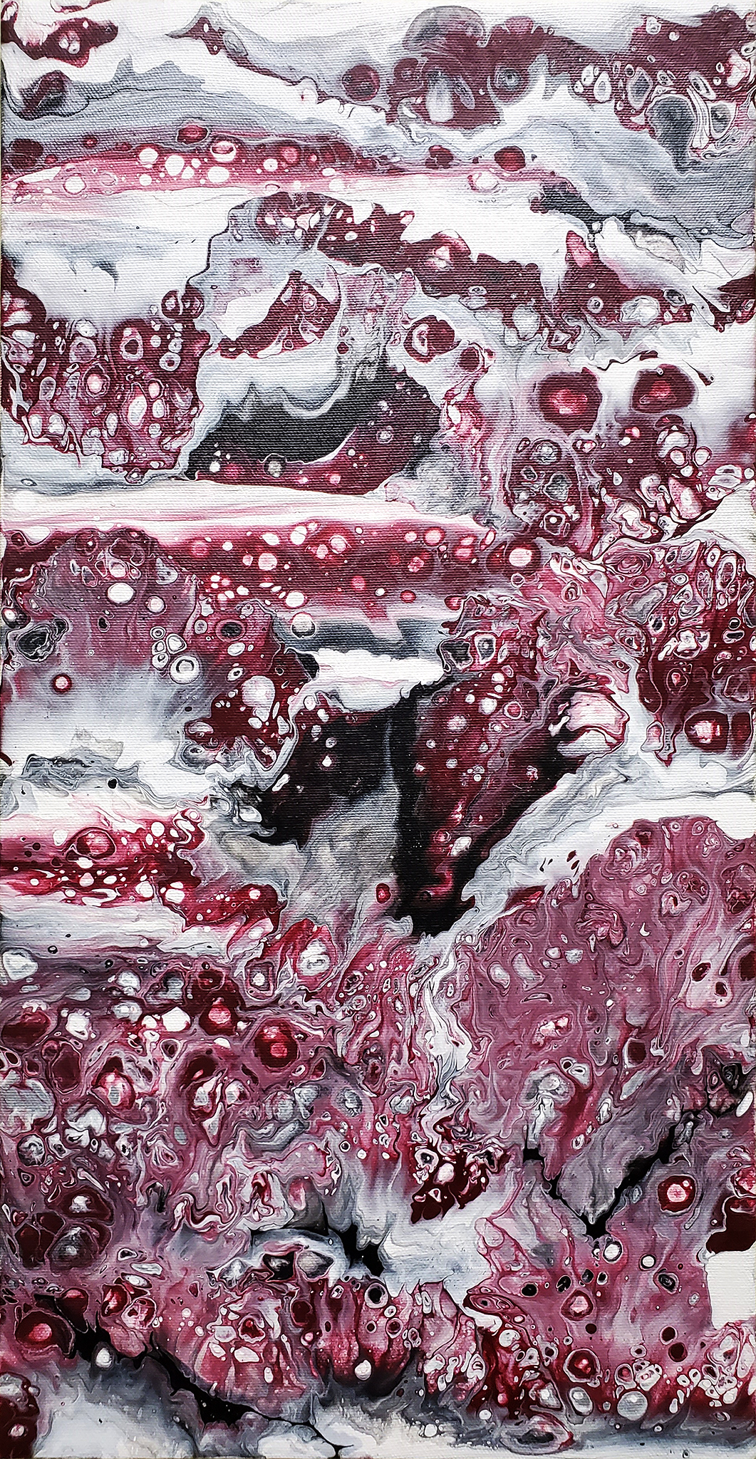 Red Snow - Modern Fluid Art Painting, CT