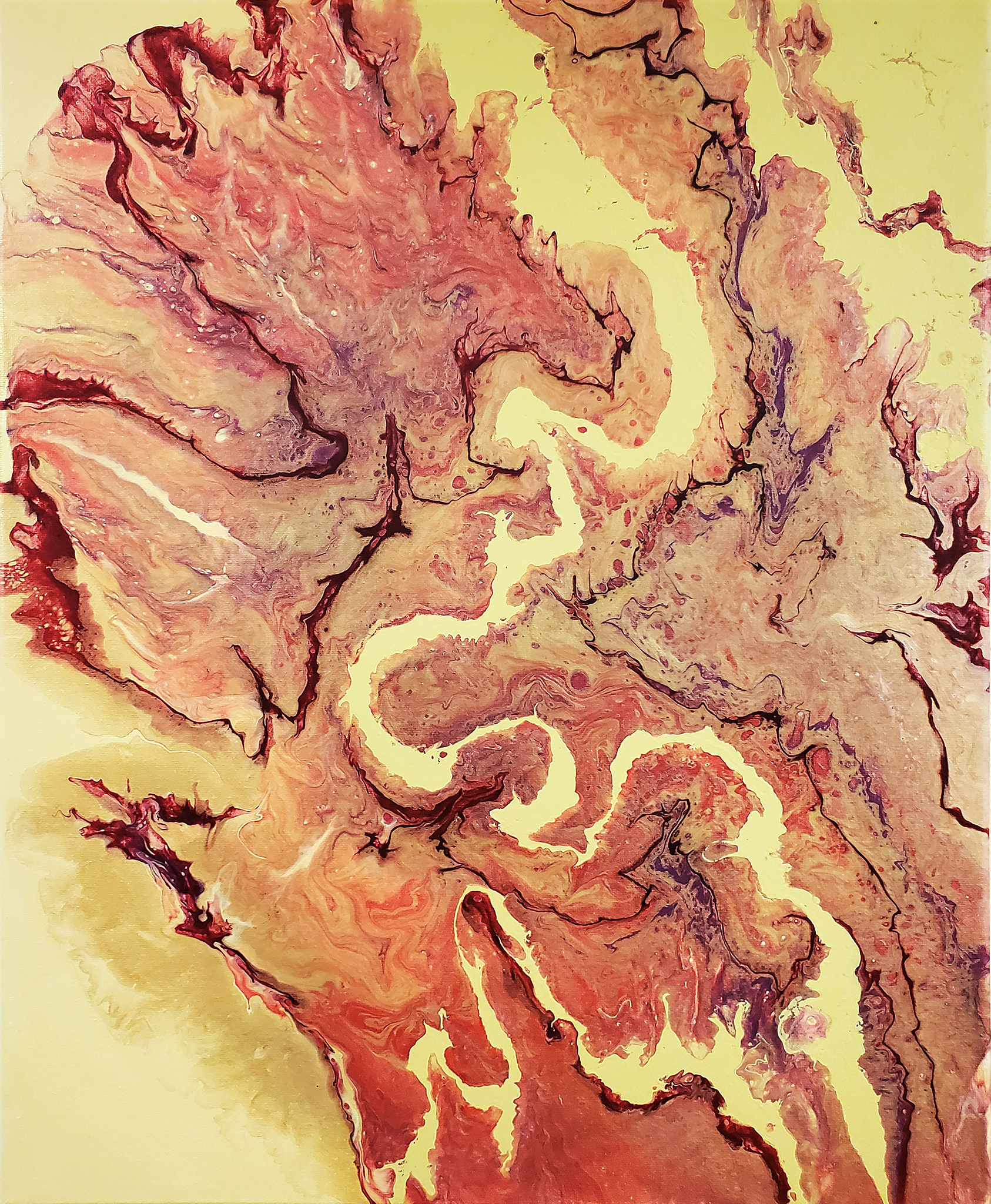 River of Sunshine - Modern Fluid Art Painting, CT