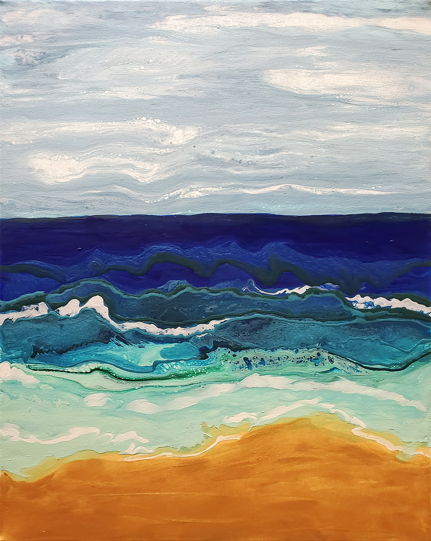 Turquoise Waves - Modern Fluid Art Painting, CT