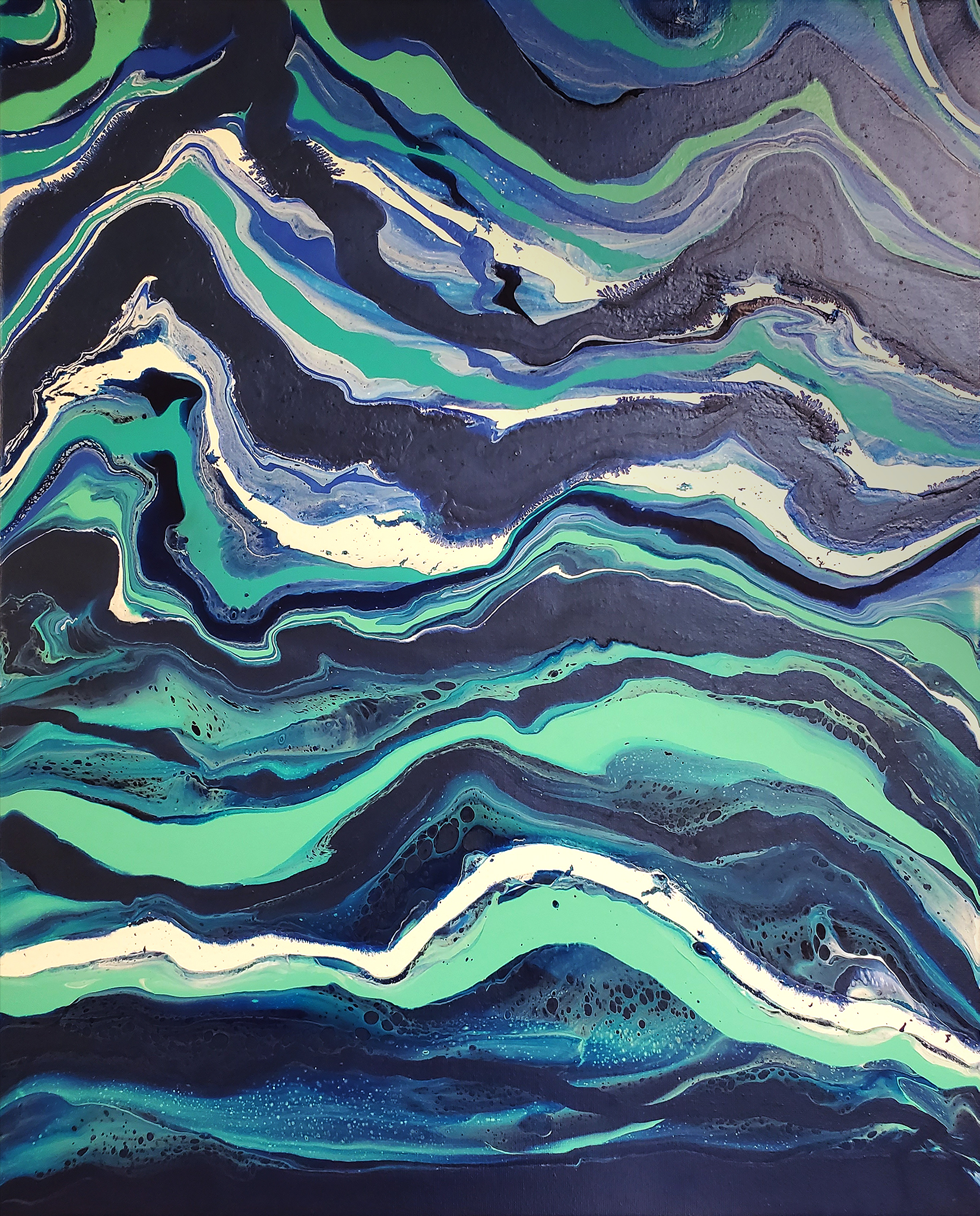 Wavy Blues - Modern Fluid Art Painting CT