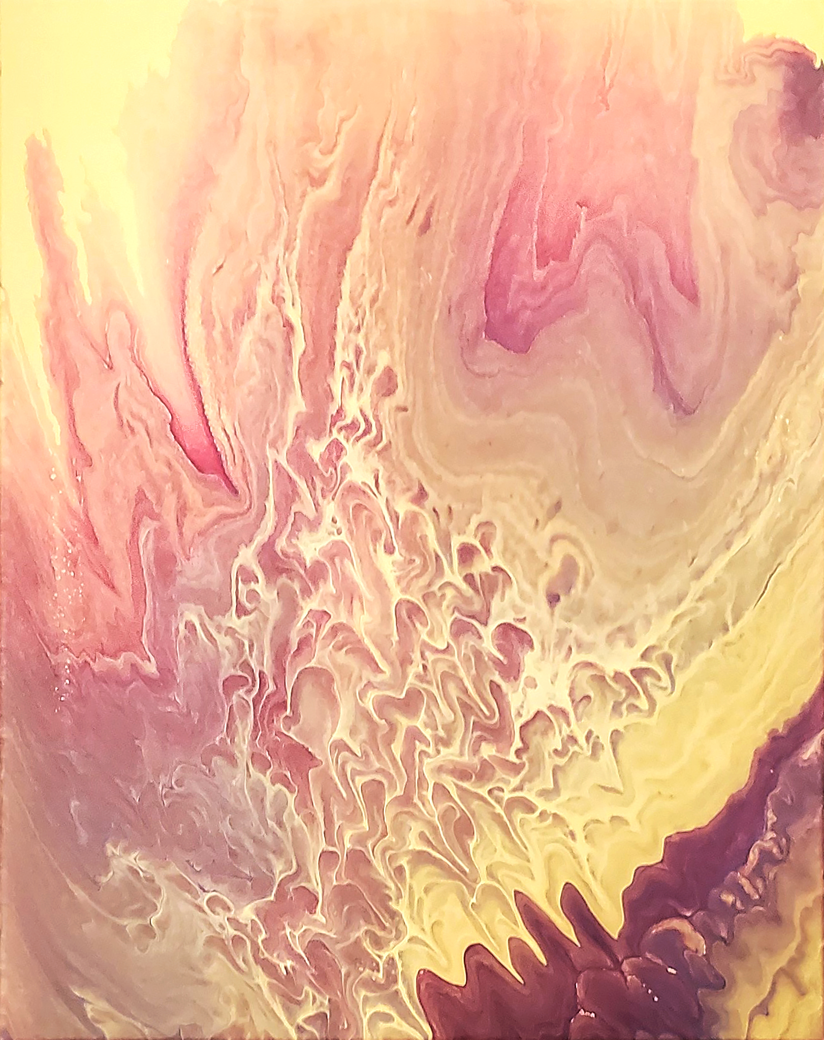 Yellow Waves - Modern Fluid Art Canvas, CT