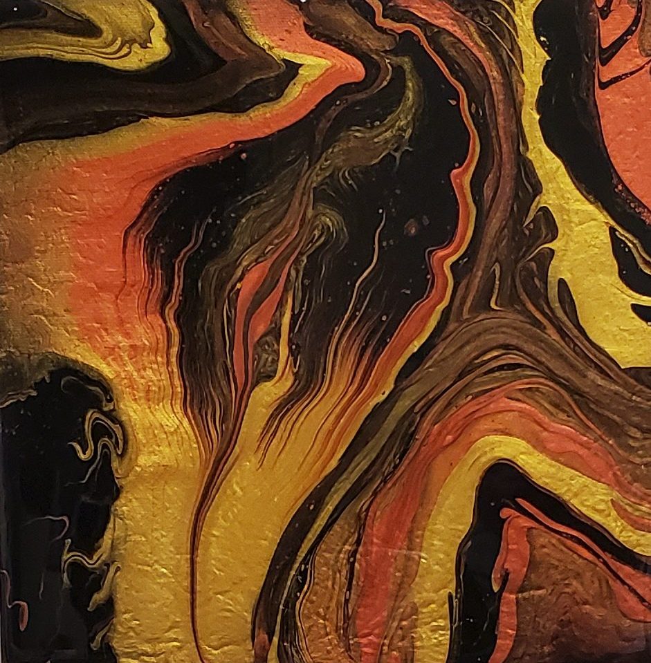 Soft Palms - Modern Fluid Art Painting, CT