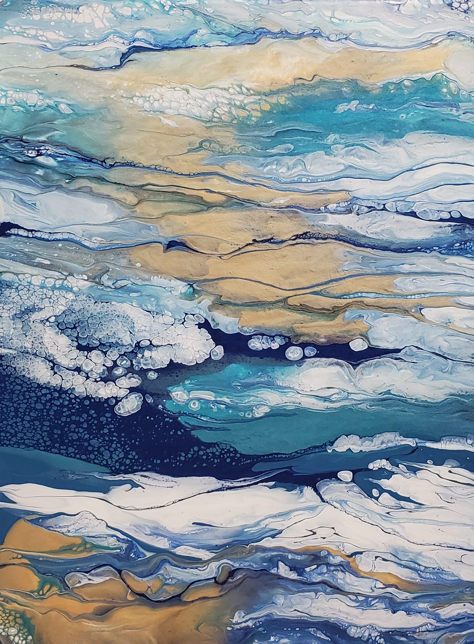 Golden Clouds - Modern Fluid Art Painting, CT